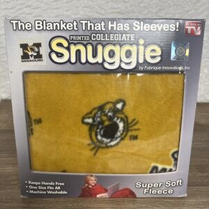 Missouri Mizzou Tigers Collegiate Snuggie Fleece Blanket with Sleeves New In Box